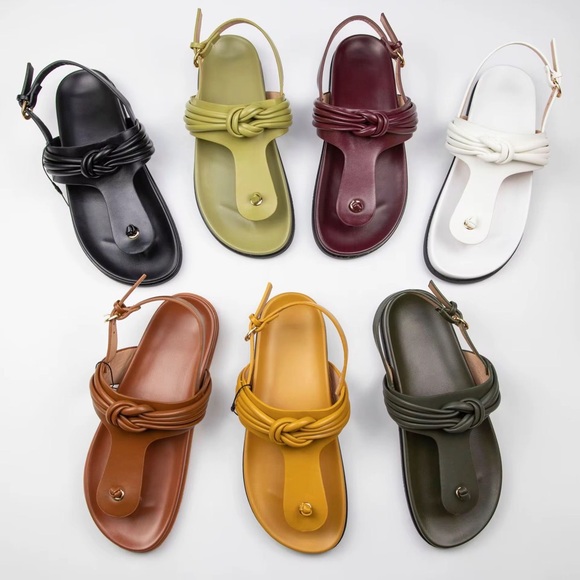 Zara Black and Green Sandals Minimalist T-Strap Design - Picture 1 of 1